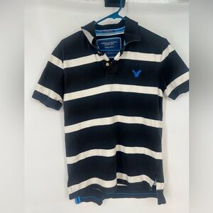American Eagle Outfitters Men's Polo with Black and White Stripes